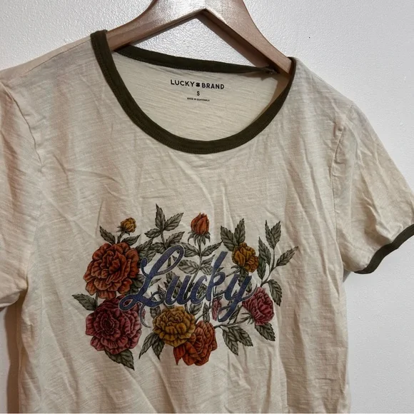 Lucky Brand Women's Tan Floral Tee - Picture 3 of 4